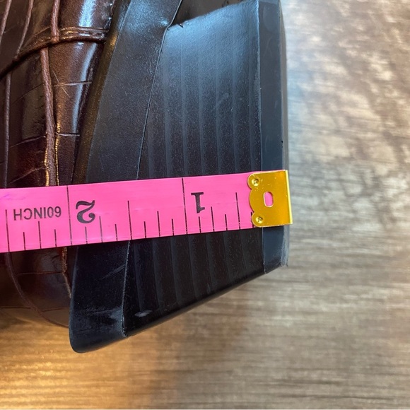 Zara Dark Brown Croc Embossed Knee-High Boots - Picture 12 of 14